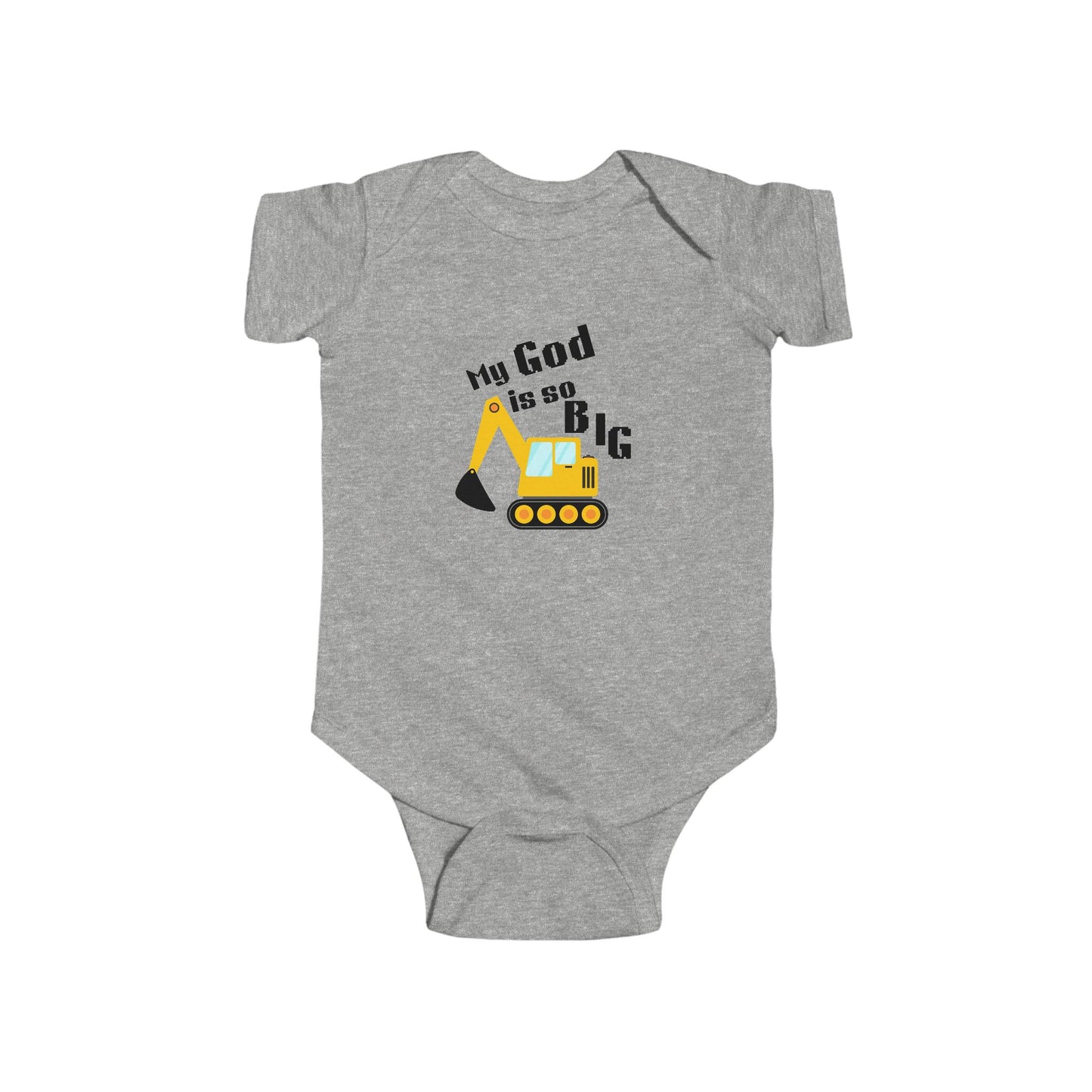Cute Infant Bodysuit with Excavator Design - My God is So Big, Baby Shower Gift, Kids Clothing, Birthday Outfit, Personalized Babywear