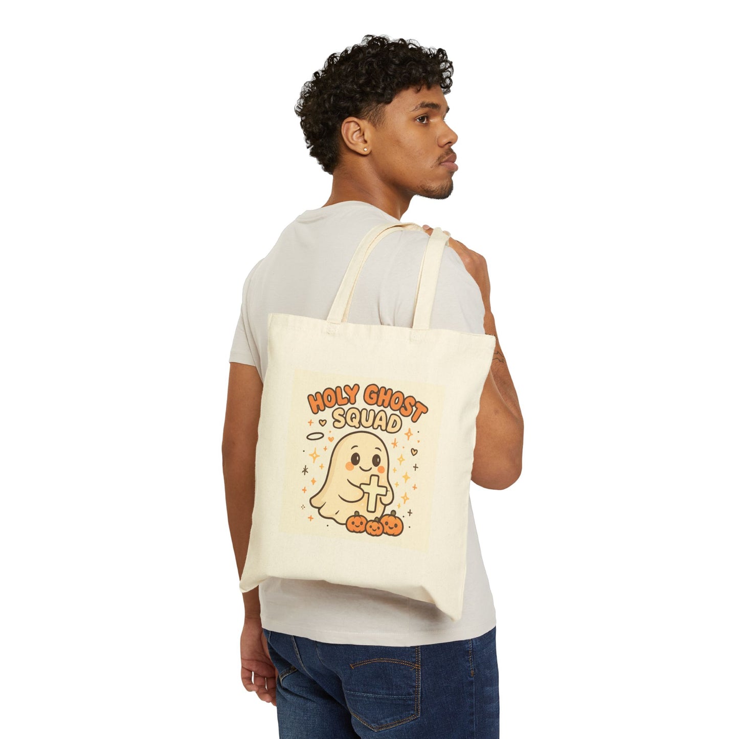 Cute Holy Ghost Cotton Canvas Tote Bag
