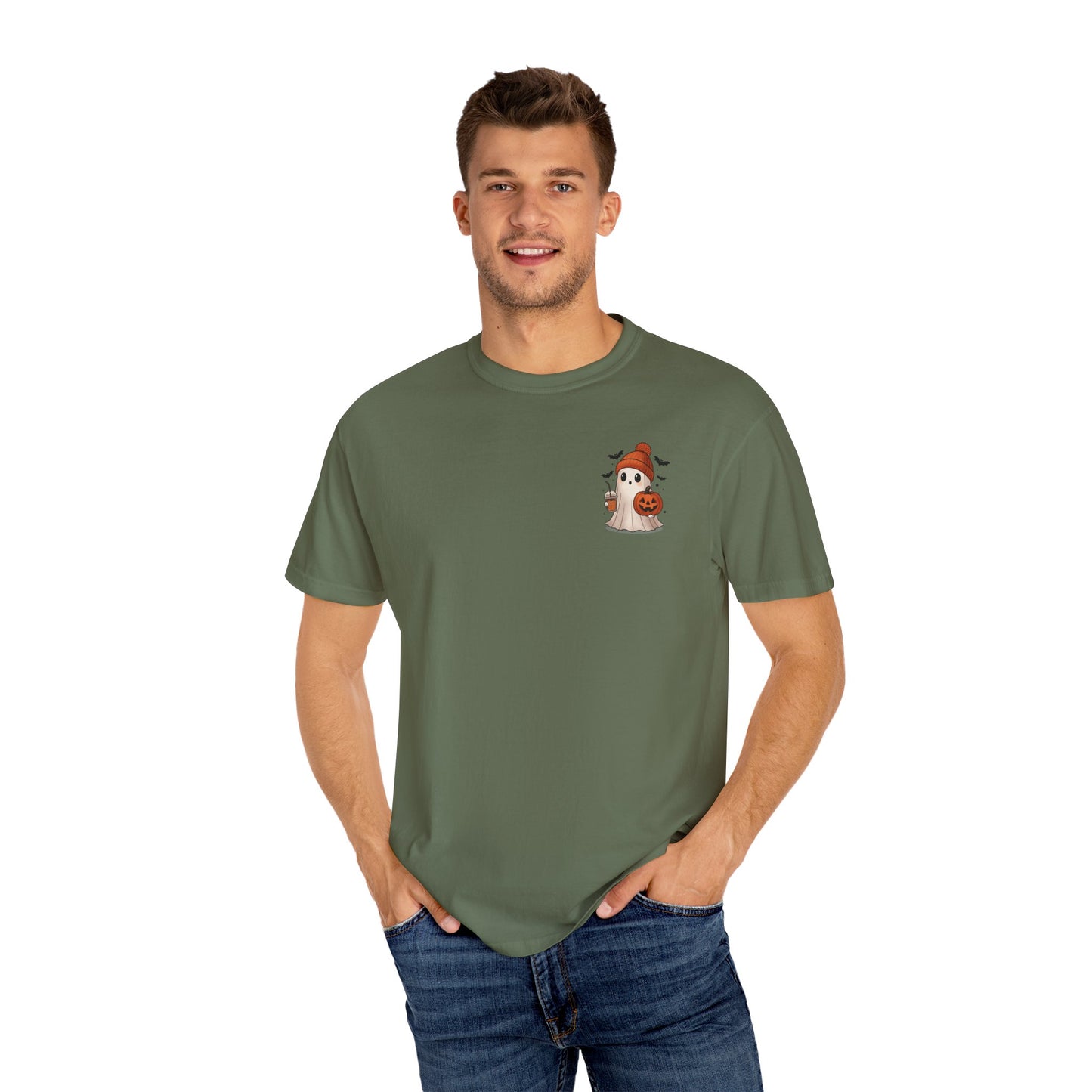 Halloween Holy Ghost T-Shirt, Unisex Garment-Dyed Tee for Halloween, Spooky Season Apparel, Ghost Lover, Cute Halloween Shirt