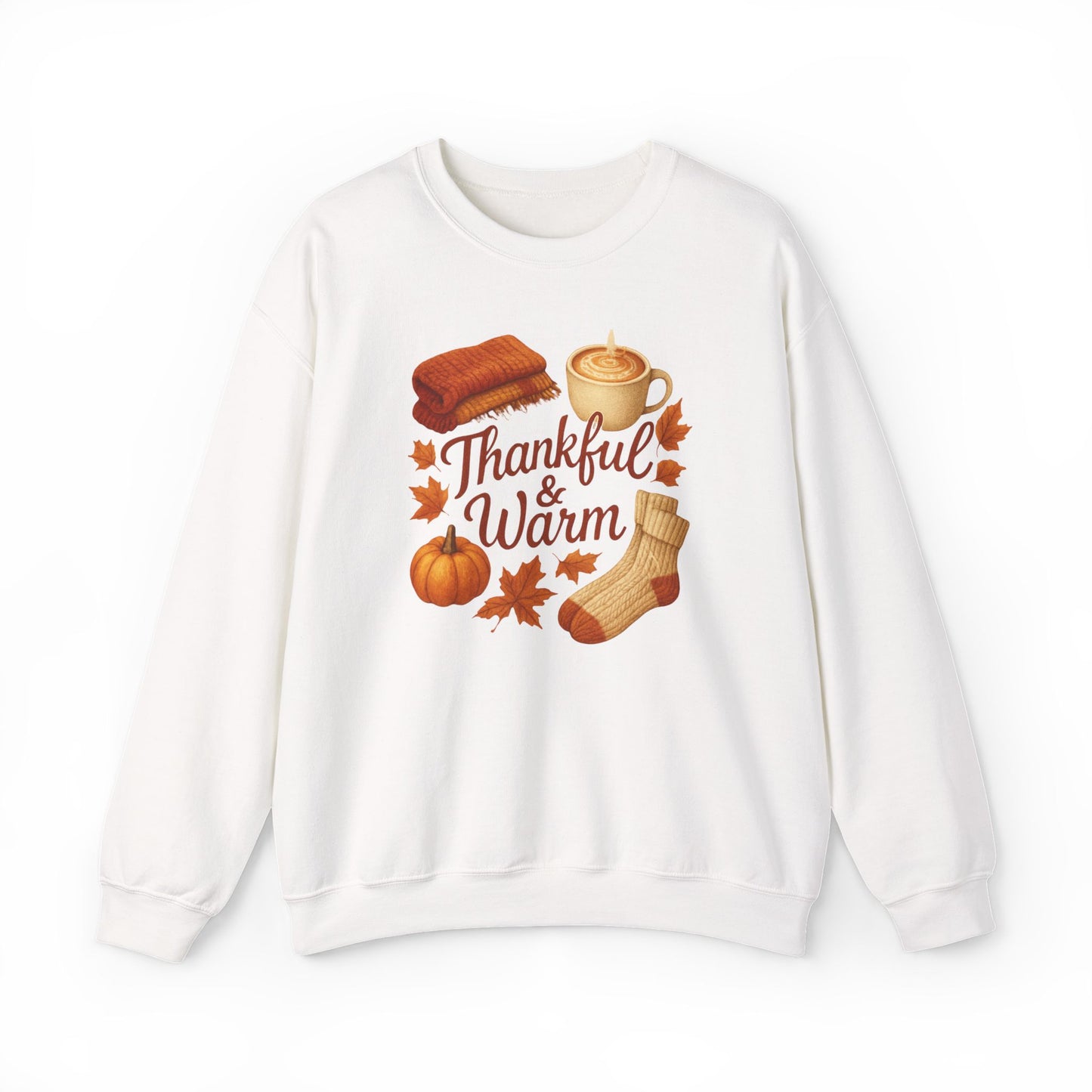 Thankful & Warm Crewneck Sweatshirt | Cozy Fall Fashion, Autumn Outfit, Thanksgiving Gift, Comfortable Layering, Seasonal Style