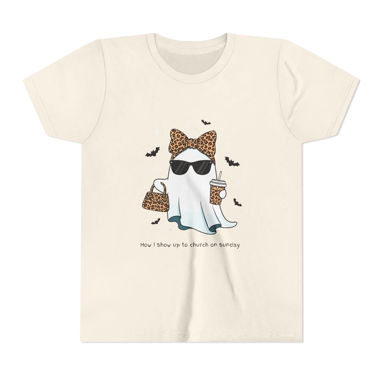 Ghostly Sunday Tee, Youth Ghost Graphic Shirt, Funny Kids T-Shirt, Halloween Wear, Cute Outfit for Kids