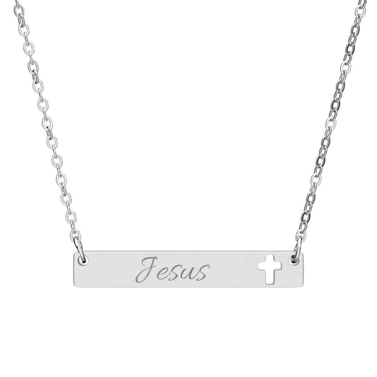 Stylish Jesus and Cross Engraved Cross Bar Necklace, Personalized Jewelry Gift, Faith-Inspired Accessory, Christian Symbol Close to Heart, Perfect for [...]