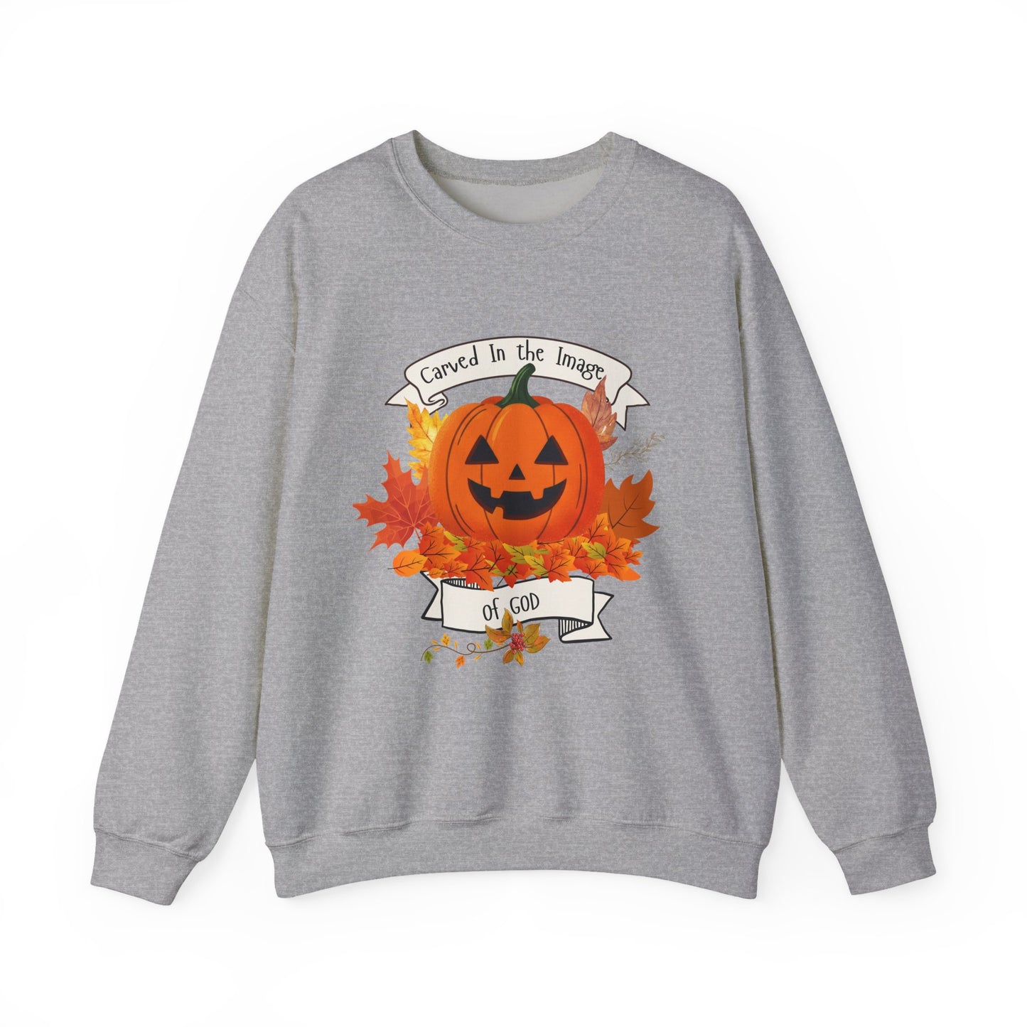 Halloween Pumpkin Made In The Image Sweatshirt - Cozy Fall Apparel, Unisex Crewneck, Perfect for Autumn, Halloween Party, Gift for Him, Gift for Her